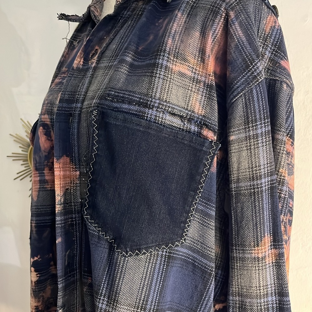 Bleached Plaid Patchwork Jacket - image 2